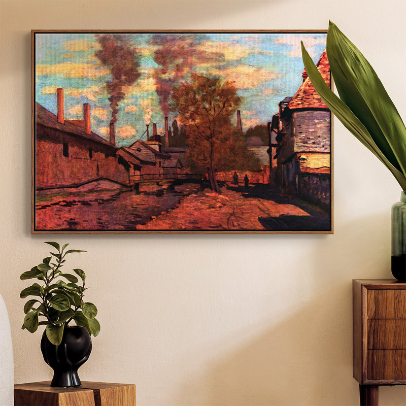Monet, reproduction d'art encadrée sur toile par Claude Monet, H 17 po x l 25 po x P 2 po, Noyer