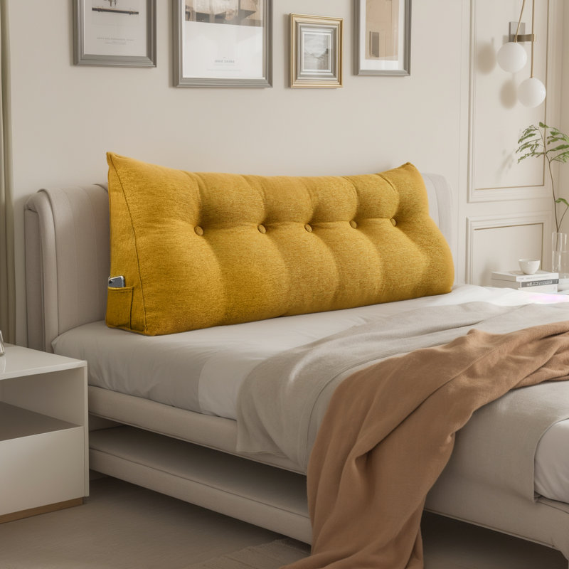 180cm Curved Headboard Pillow, Yellow, 50cm H x 160cm W