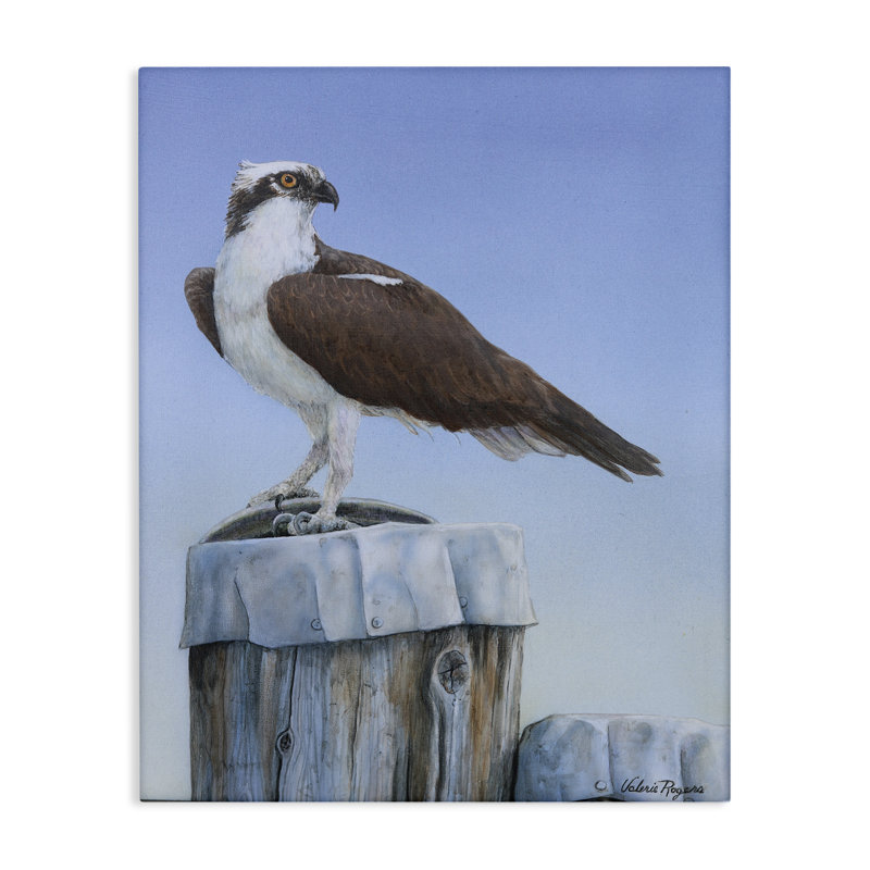 Art mural sur toile perchée, "Harbor Master Bird" par Valerie Rogers, H 40 po x l 30 po