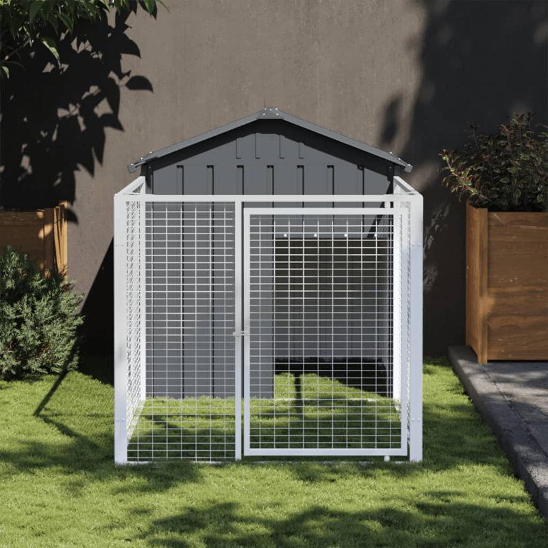 Dustina Steel Dog House, Light Grey, 48.4'' H x 46.1'' W x 79.1'' D