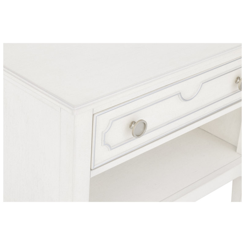 1 - Drawer Nightstand, Linen/Antique Pewter