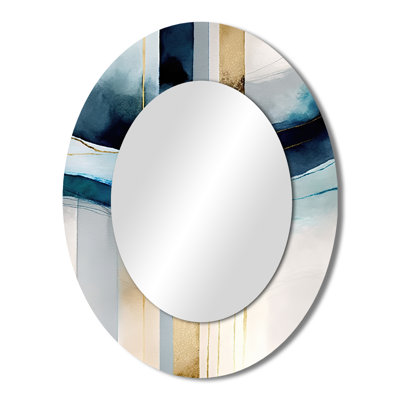 Abstract Transitional Modern Shapes V - Large Oval Wall Mirror On Metal