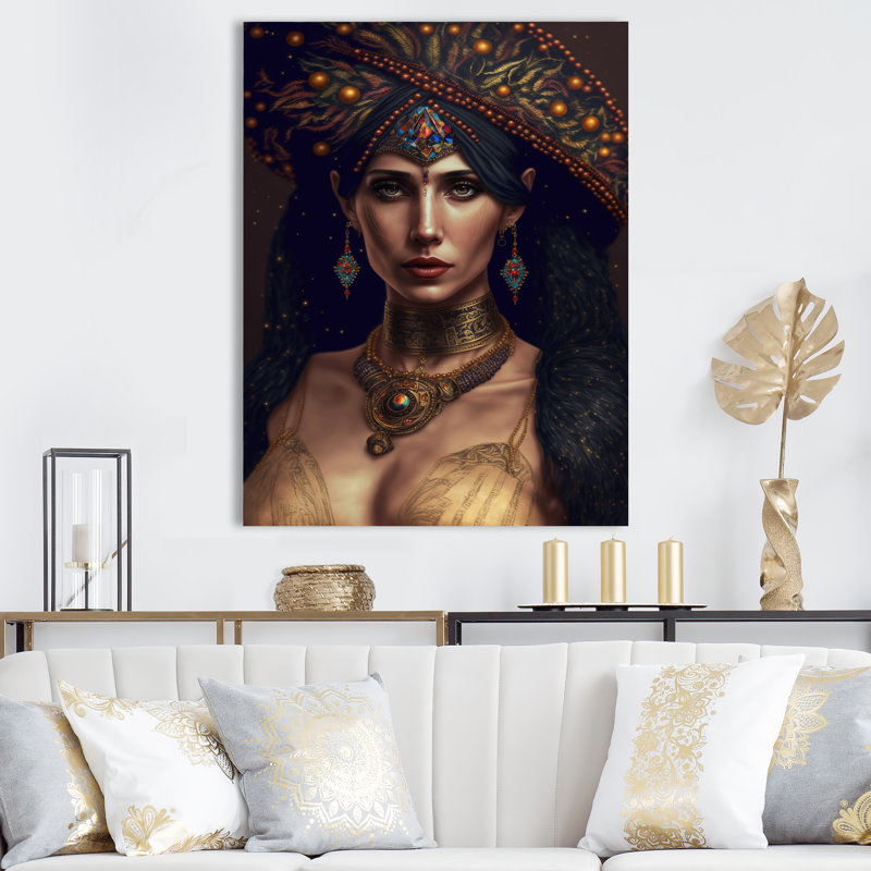Eiserman, jeune femme avec des bijoux bohémiens II sur toile, H 20 po x l 12 po x P 1 po, Toile tendue