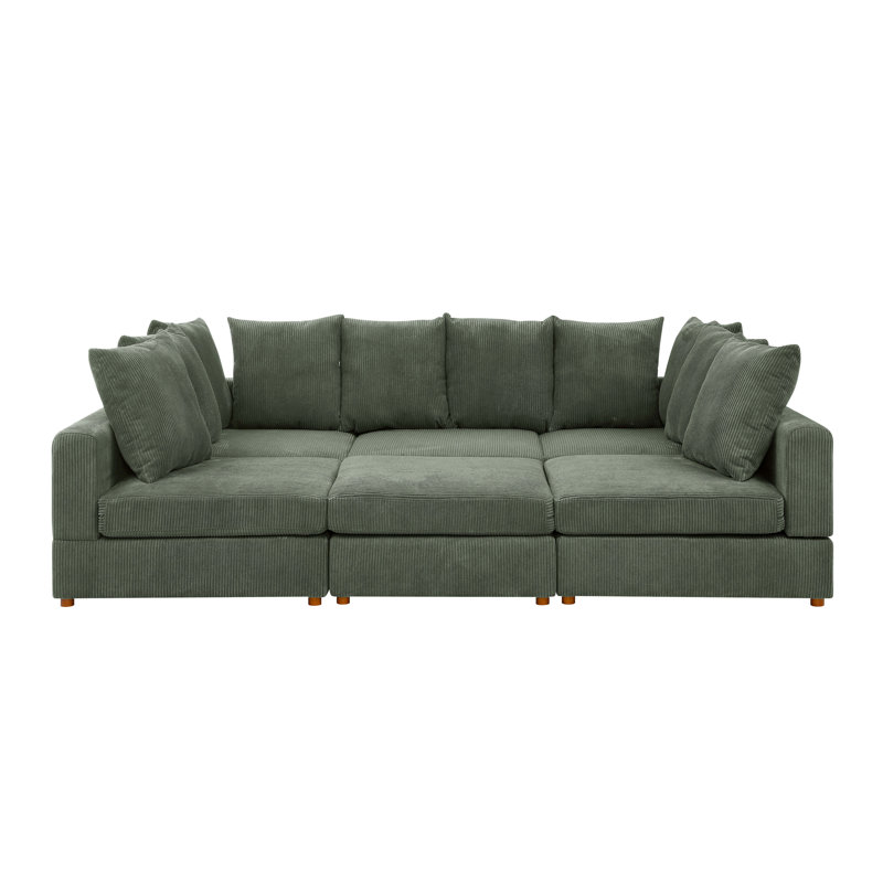 Belandina 6-Piece Modular Sofa, Green Corduroy 2