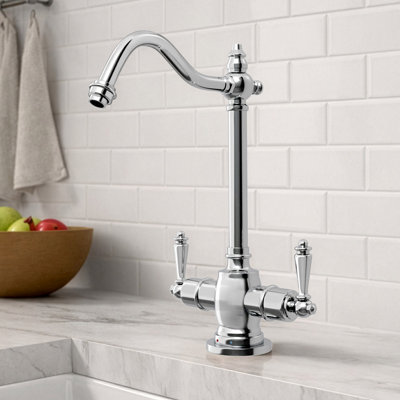 Whitehaus Point of Use Instant Hot/Cold Water Drinking Faucet with Traditional Swivel Spout