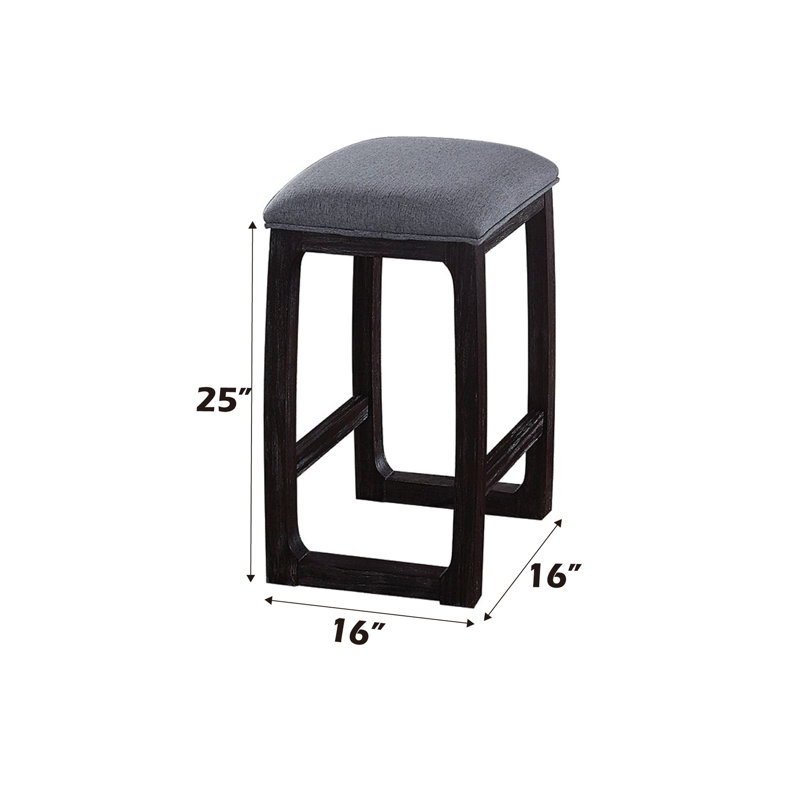 Tabouret invitant à hauteur de comptoir en tissu gris et patiné