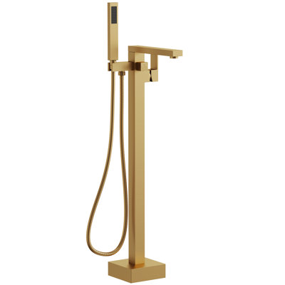 Freestanding Tub Filler Floor Mount Bathtub Faucet with Hand Shower