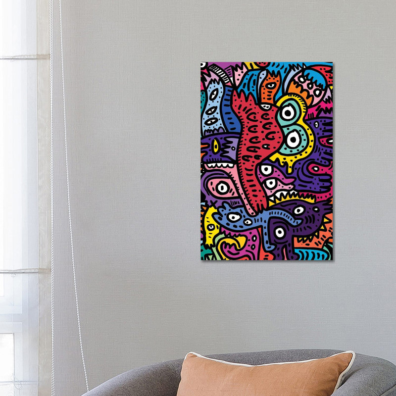 Graffiti Summer Monsters d'Emmanuel Signorino - Toile tendue, H 26 po x l 18 po x P 1,5 po