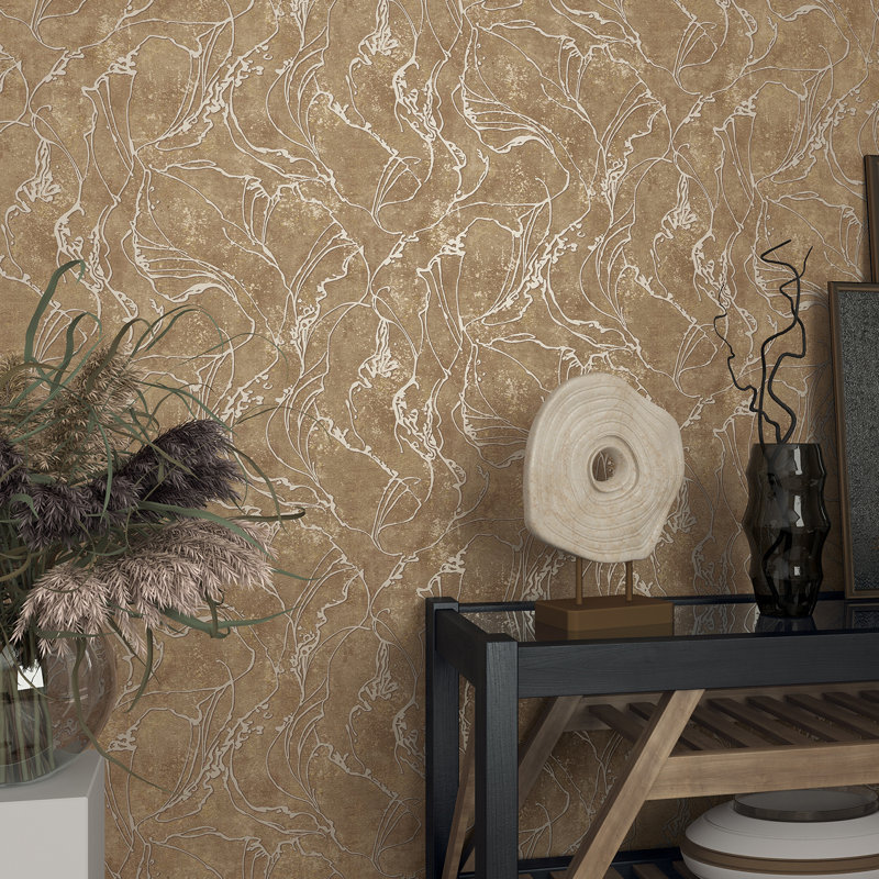 Kavalier Graphic Swirls 10.05M X 53Cm Metallic Elements Wallpaper Roll, Bronze
