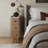 Set of 2 Narrow Solid Wood Core Nightstands with Upholstered Surface & Sintered Stone Top-696038099