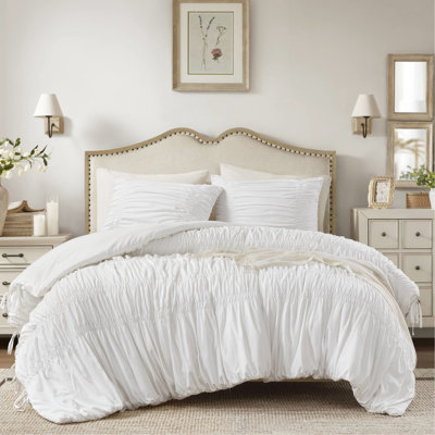 Édredon très grand 3 pièces, essentiel pour chambre à coucher de style champêtre français, détails et attaches romantiques, microfibre brossée, chaleur semblable à celle des nuages, conformité à la norme 100, literie lavable à la machine, détails,