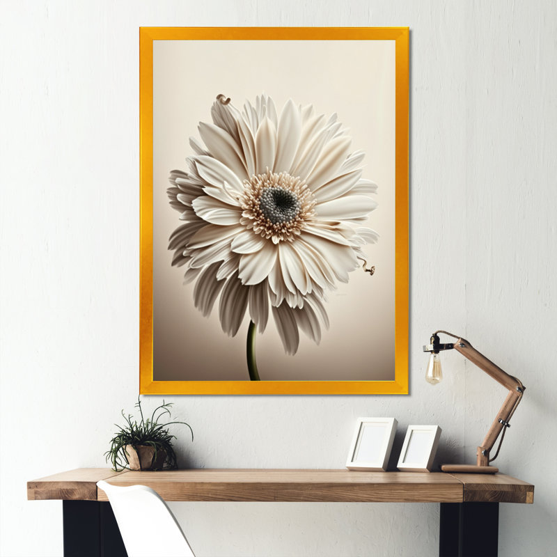 «White Gerbera Flowers V», reproduction sur toile, L 30 po x H 40 po, Impression dorée sur toile encadrée