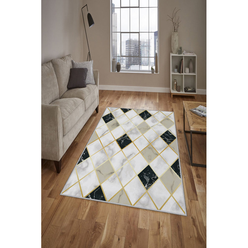 Soft Hall Carpet 2.6 x 4.9 Feet | 100% Polyester, 0.04 in Pile Height | Antibacterial, Non-Slip Underside | Woven with 3D Digital Printing | Machine Washable | Durable & Stylish for Entryways & Living Rooms