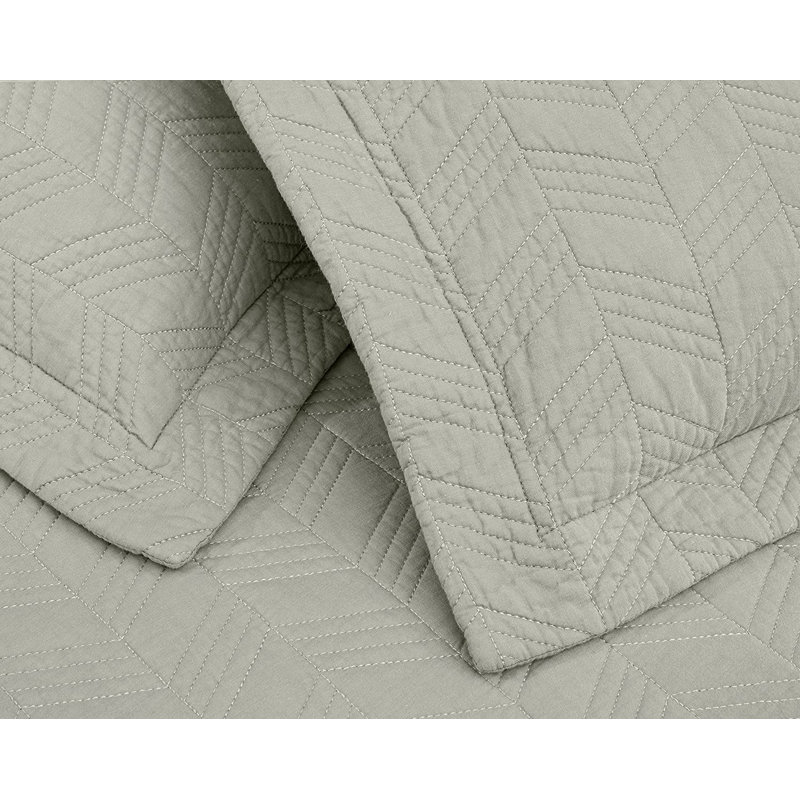 Solid Color Cotton Quilt Cotton Quilt, Queen Quilt + 2 Standard Shams, Natural