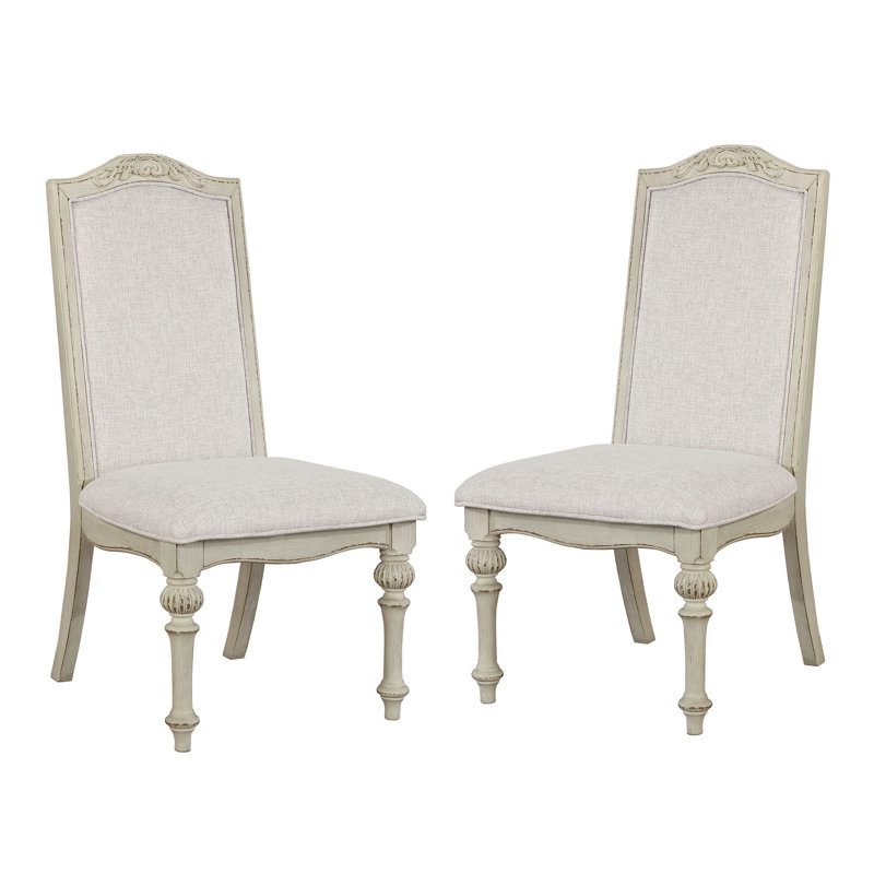 Ensemble de salle à manger 5 pièces avec chaises rembourrées Mohall, White, 5 pièces: table, 4 chaises