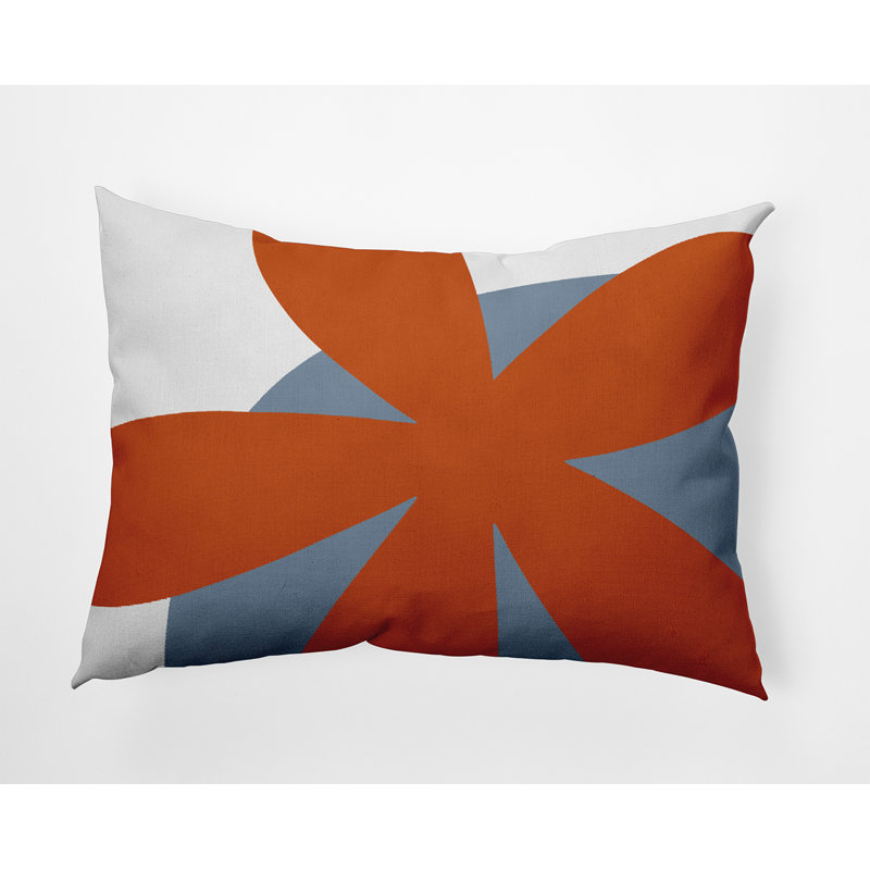 Floral Outdoor Reversible Throw Pillow, Orange