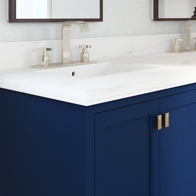 Ensemble de meuble-lavabo double 60,58 po avec plateau en pierre d'ingénierie Tarie