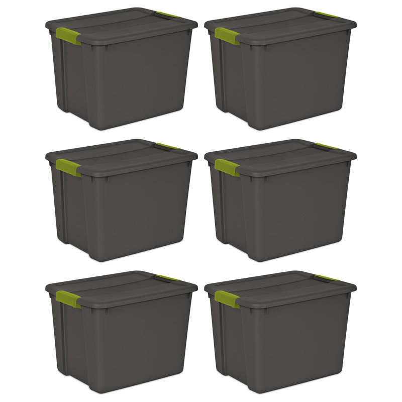 Sterilite Versatile Rectangular Latch Tote with Handles, Gray, 48 Quart, 6-Pack