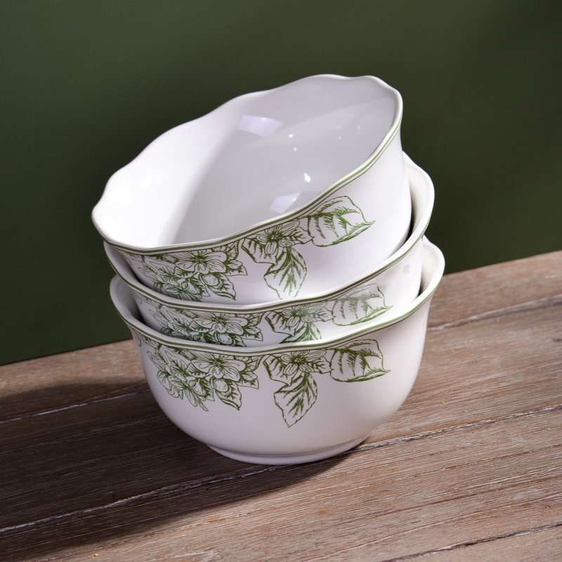 222 Fifth Hudson Valley 12-Piece Porcelain Dinnerware Set-Service For 4, Green