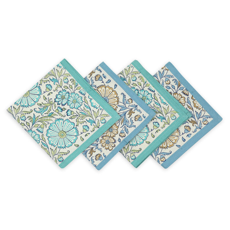 BLOOM Cotton Napkins – Set Of 4, Blue/Teal