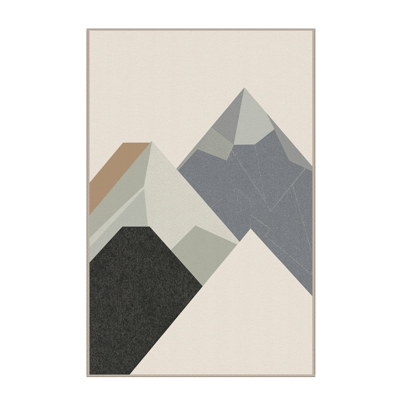 Machine Washable Ovaline Minimalist Geometric Rug in Beige – Beige Binding, 8x12