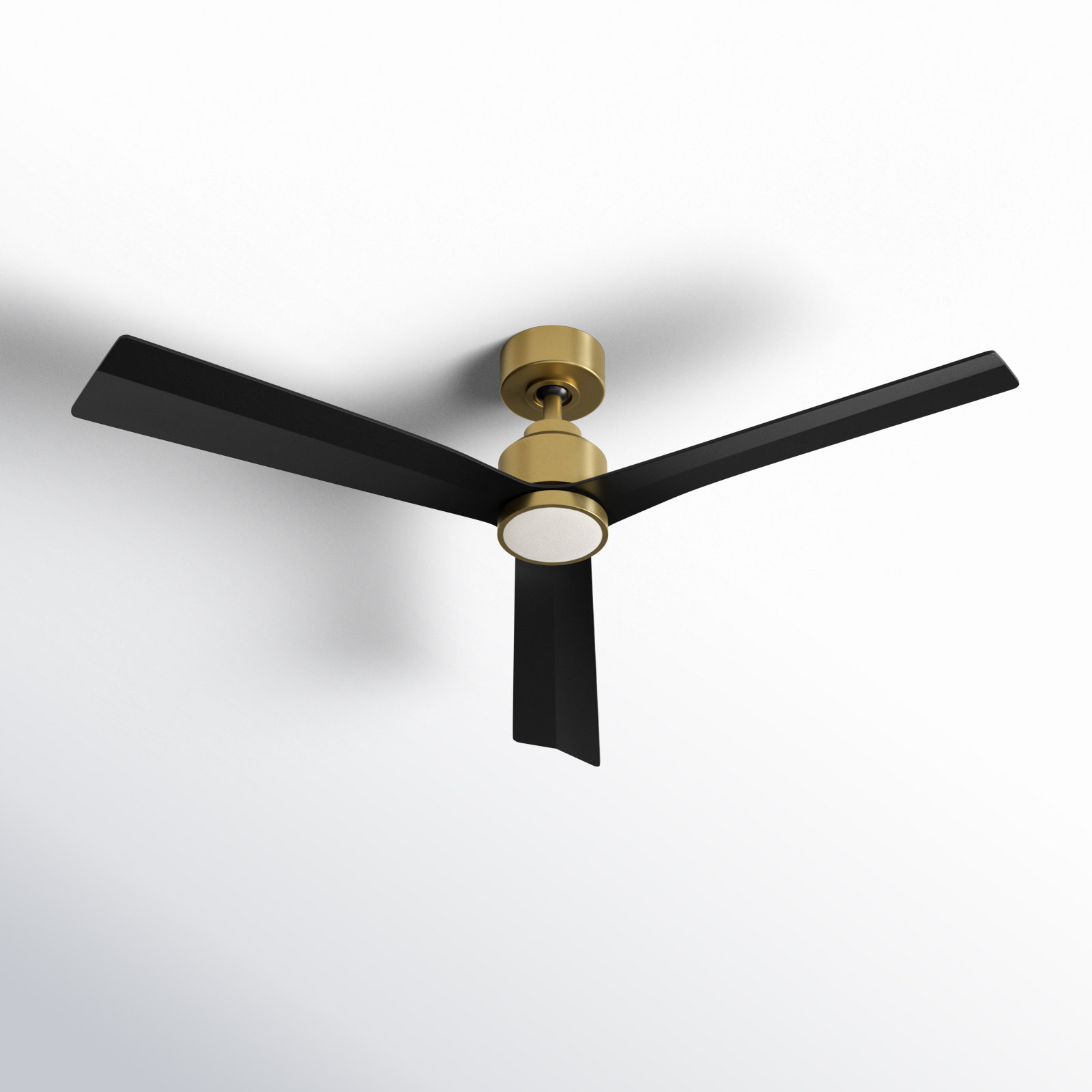 52" 3 Blade Smart Ceiling Fan with Remote Control Included, With Light Kit, Soft Brass with Matte Black Blades