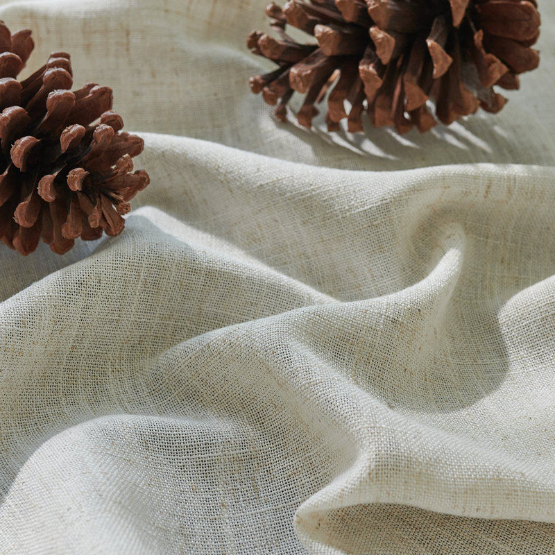 Carthamus Polyester Linen Textured Light Filtering Semi-Sheer Grommet Curtain Pair, Natural Linen, 52" W x 84" L