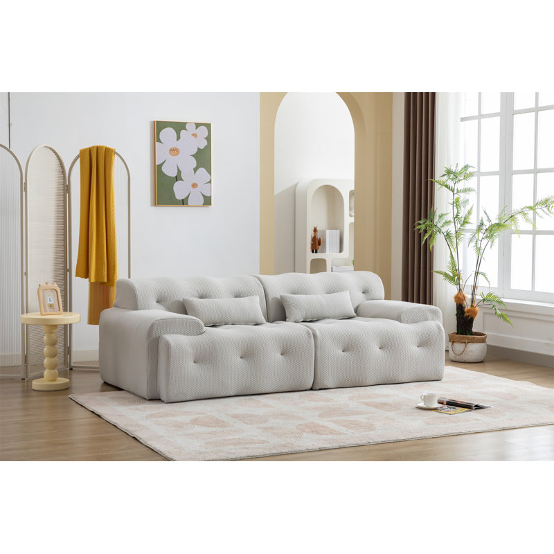 Large Size 2 Seater Sofa, Beige Foam
