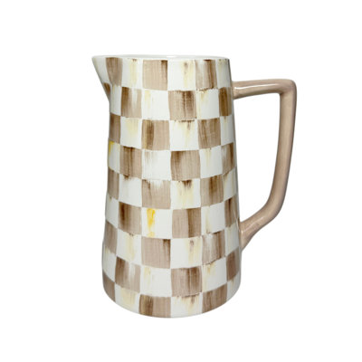 Mocha Check Farmhouse Pitcher