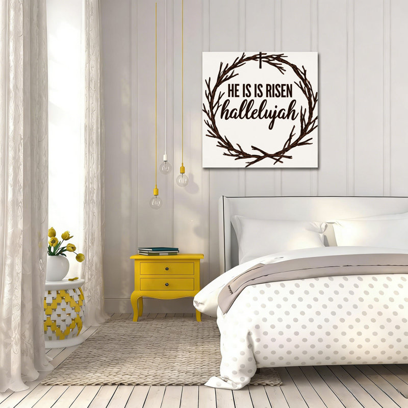 «He is Risen Hallelujah», art mural encastré en bois 16 x 16 po