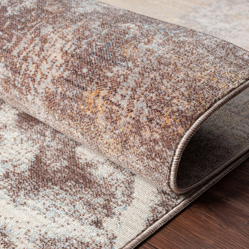 Kilanemos Abstract Area Rug in Beige/Gold, Runner 2'6" x 10'