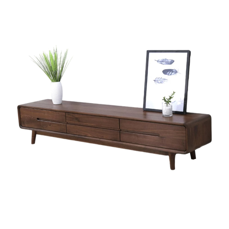 Meuble télé de style nordique, H 15,74 po x L 70,86 po x l 15,74 po, Brun foncé