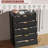Fluted 5 Drawer Dresser for Bedroom, 43" Tall Modern Chest of Drawers with Large Storage and Metal Handle, Wooden Dresser Organizer for Bedroom, Living Room, Hallway, Black-1244070112