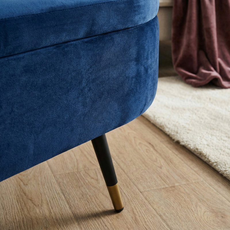 Ruslan Oval Storage Ottoman, Navy