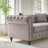FX 63.5" Modern Design Chesterfield Sofa, Velvet Sofa Button Design Living Room Sectional Sofa, Button Tufted With Nail Design Arms With 2 Pillows, Upholstered Fabric And Wood Legs-2120087220