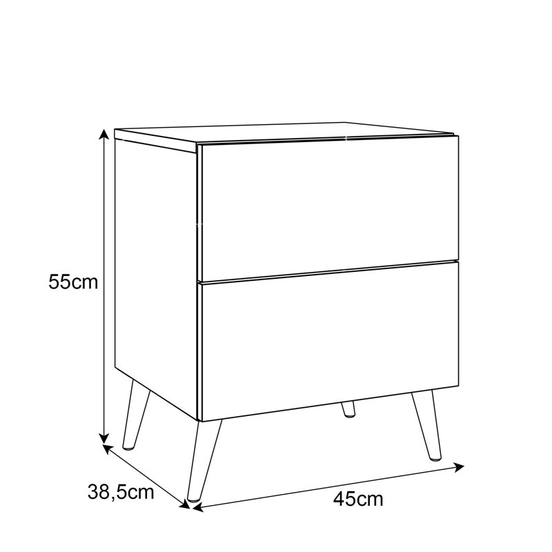 Berke LUX Nightstand on Legs with Glossy Top, White/Gold