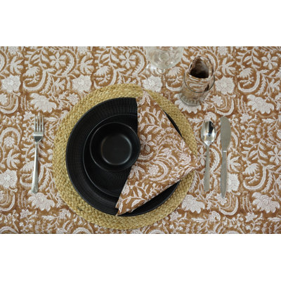 Serviette de table 18 "x 18 pouces avec imprimé de blocs Fab Fabine - Parfait pour toutes les occasions, Kundanvan, brun