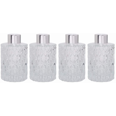 Ensemble de 4 diffuseurs en verre de style Mid-Century Hosley de 4 pouces de hauteur. Idéal pour une utilisation avec des diffuseurs de remplacement d'huiles essentielles