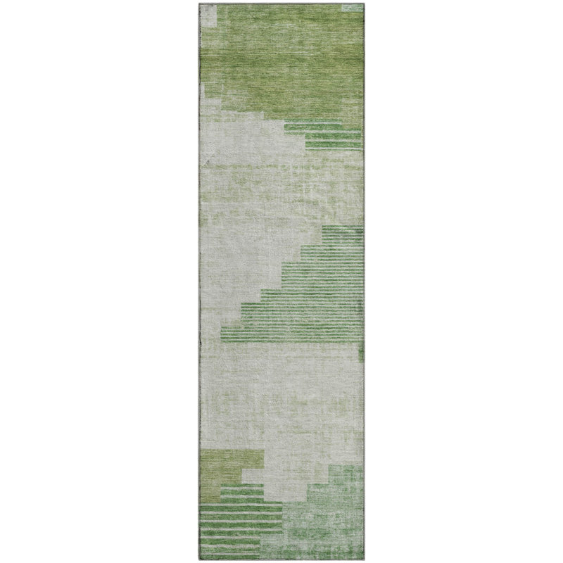 Tapis géométrique de qualité supérieure lavable à la machine Ashington AMF1829, Tapis de couloir 2 pi 3 po x 7 pi 6 po