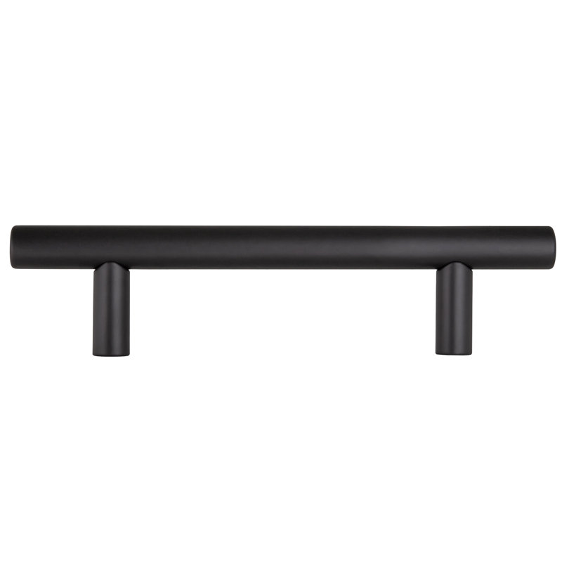 Poignée de meuble-lavabo solide noire matte de 3-3 / 4 po (96 mm)