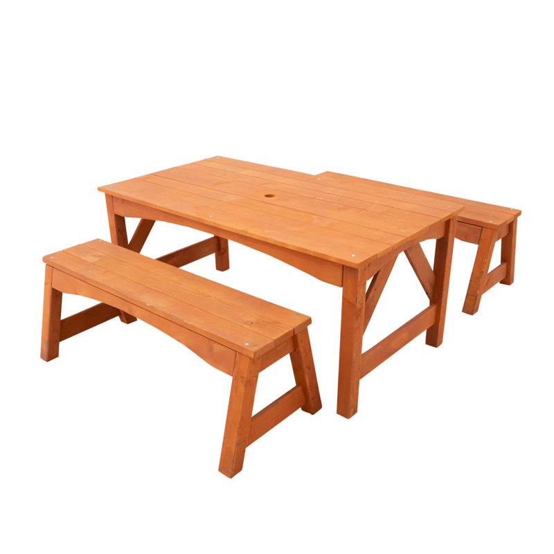 Table de pique-nique en bois avec banc séparé Harriet Bee