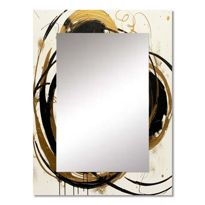 Black And Gold The Art Of Chaos II - Abstract Painting Decorative Wall Mirror, Modern Large Mirror, Printed Metal Art