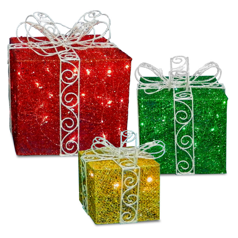 Assortiment de boîtes-cadeaux en sisal pré-éclairées