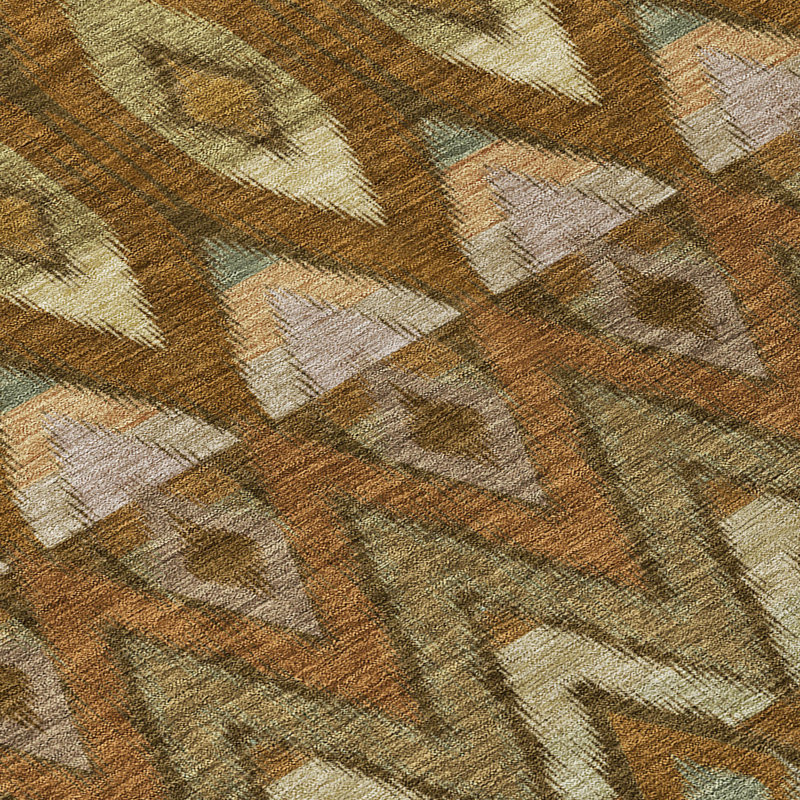 Tapis intérieur rond lavable 8 pi brun beige et vert artichaut