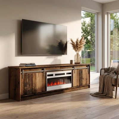 Grigsby 78.7" Modern TV Stand with Electric Fireplace, Matte Finish, Media Storage
