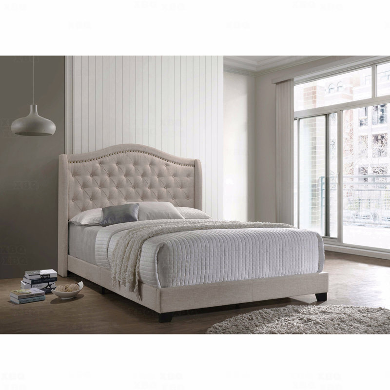 King Bed, Maassluis Beige Upholstered Eastern, King, Beige