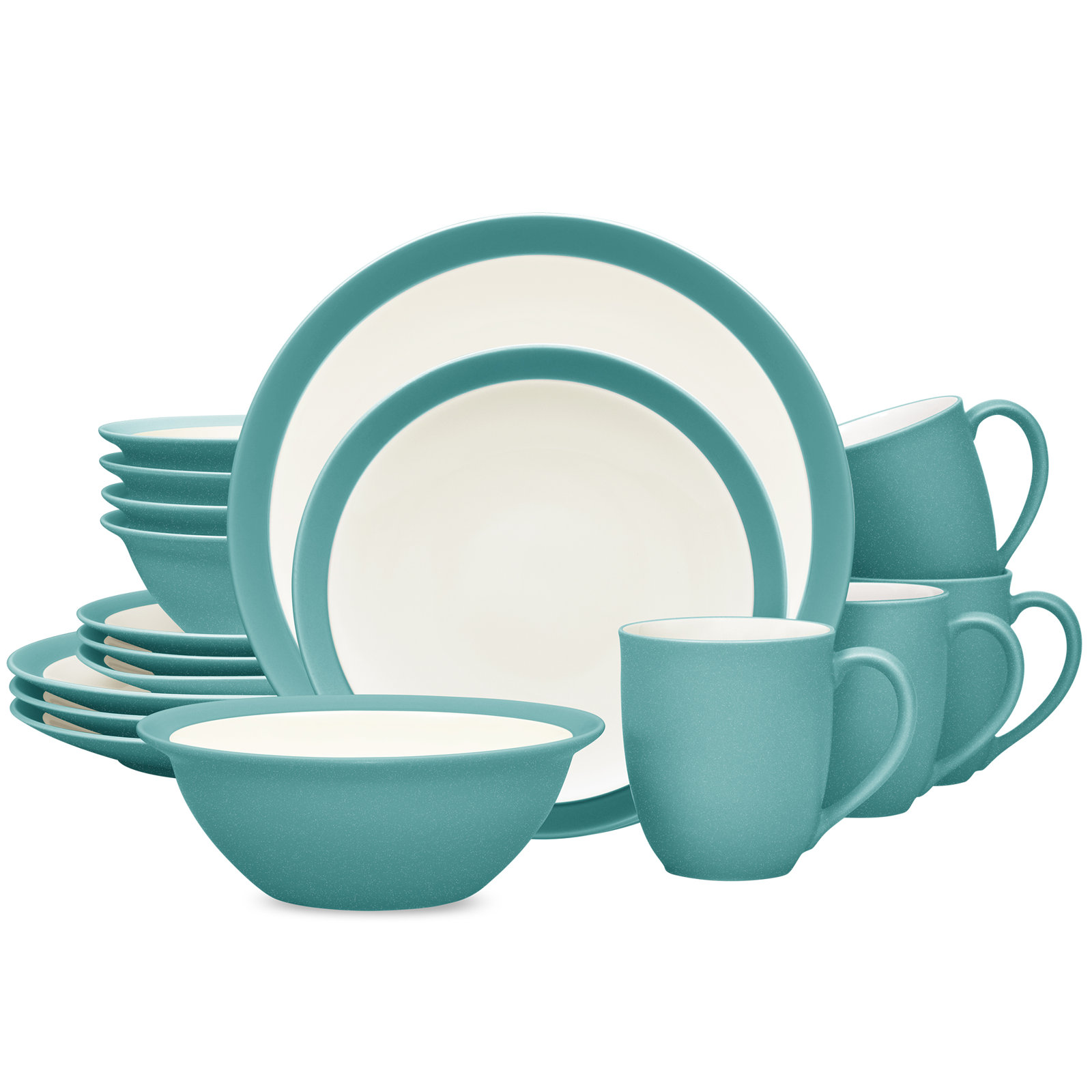 Colorwave Stoneware Dinnerware Set - Service for 4, Turquoise