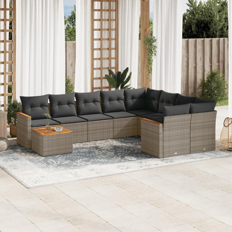 Vidaxl Garden Sofa Set, Gray Cushion/Gray Frame