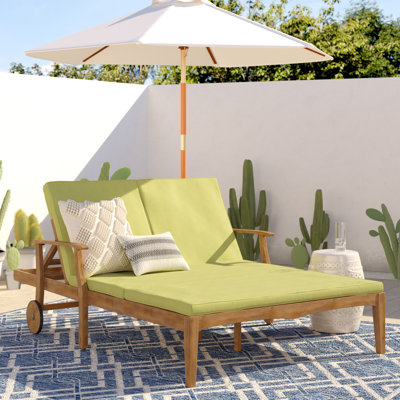 Reisterstown 79.25" Long Reclining Acacia Double Chaise with Cushions