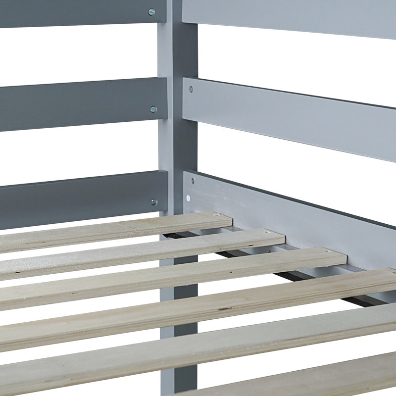 Lit mezzanine simple gris avec bureau et garde-corps, bois d'hévéa fabriqué pour une chambre à coucher élégante